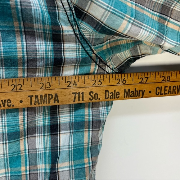 1843 Cowboy Up Vtg Mens Pearl Snap Western Blue Embroidered Button Up Shirt Sz L - Picture 7 of 8